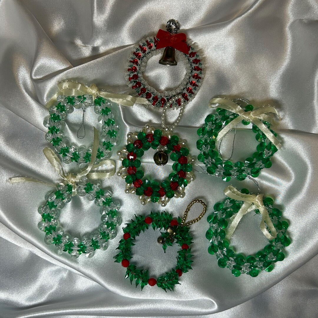 Vintage Beaded Christmas Ornaments Star Wreaths 1980's Etsy