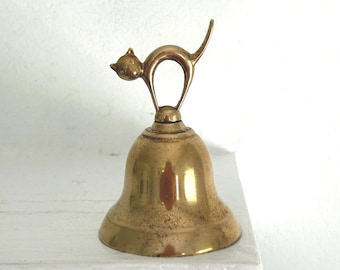 Vintage Brass Cat Bell: Halloween Decor, Figurine, Mid Century, Made in England