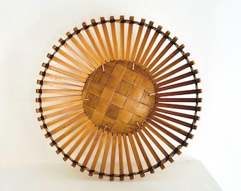 Vintage Mid Century Bamboo Basket: Asian Decor, Chopstick Style