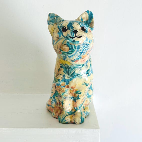 ❀antique cat˚✧₊専用❀8/3までお取り置き UNBRANDED Vintage MAMA CAT with Two KITTENS On CHAIN Porcelain
