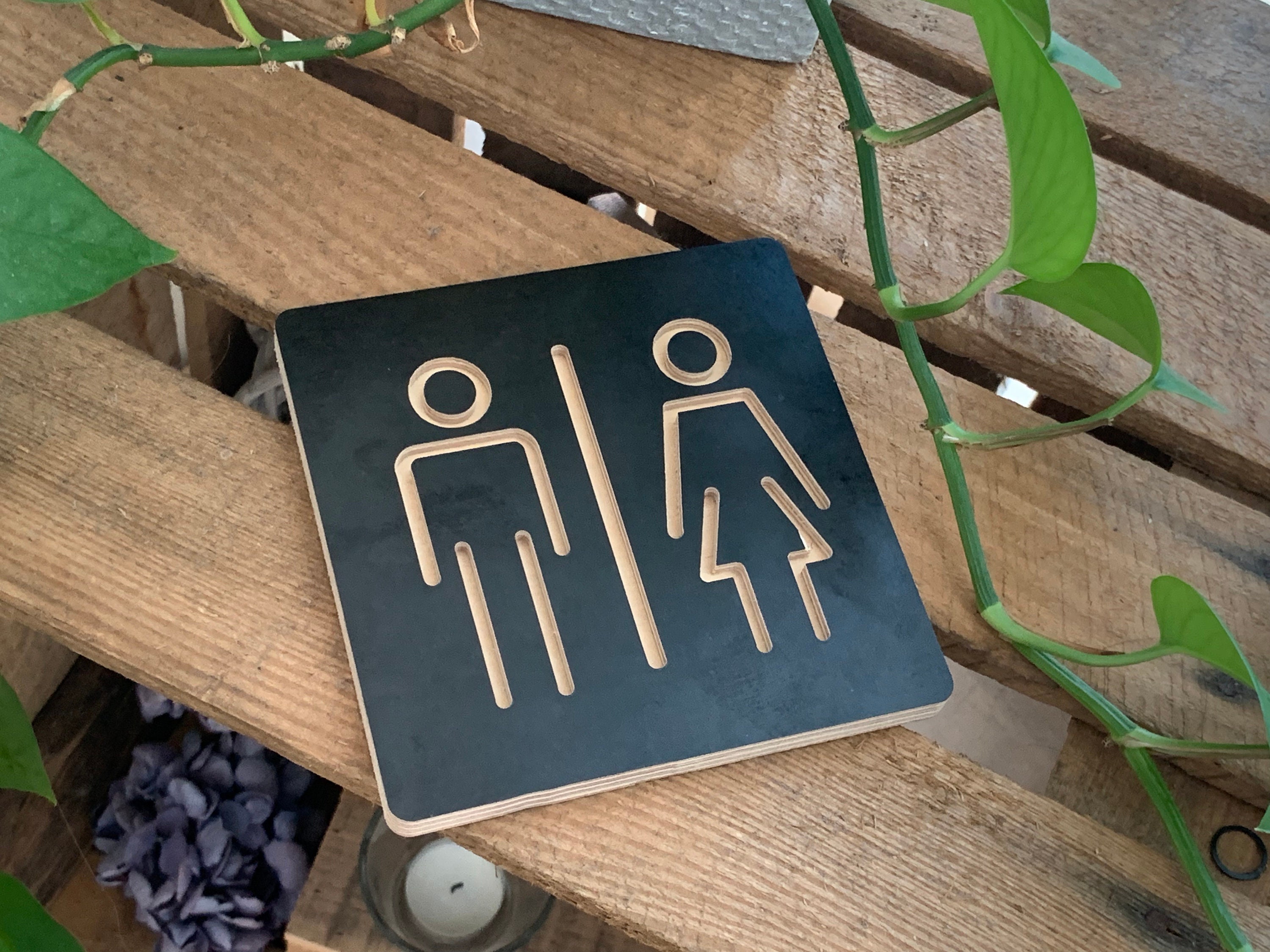 Toilet Sign WC Sign Door Sign 12 X 12 Cm Etsy