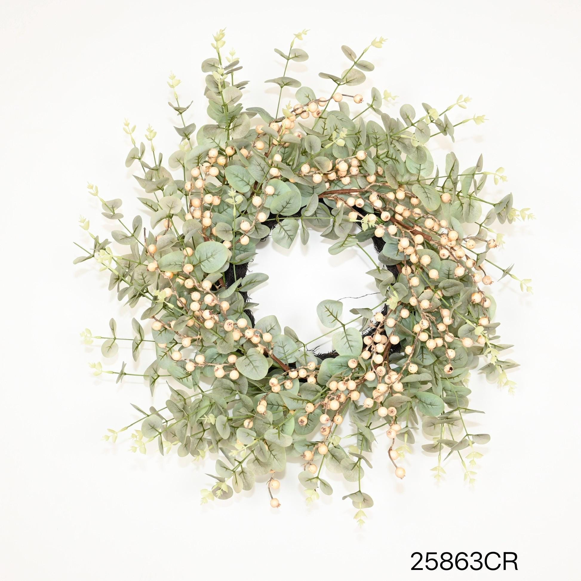 21 Winter Wreath Ideas Beyond Christmas 4 Eucalyptus Wreath with Cream Berries Farmhouse Greenery Decor