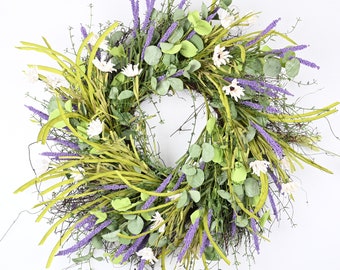 Spring wreath Grapevine front door Everyday Peony Lavender Eucalyptus Wreath Housewarming Gift -Gift Ideas 24"Wreath