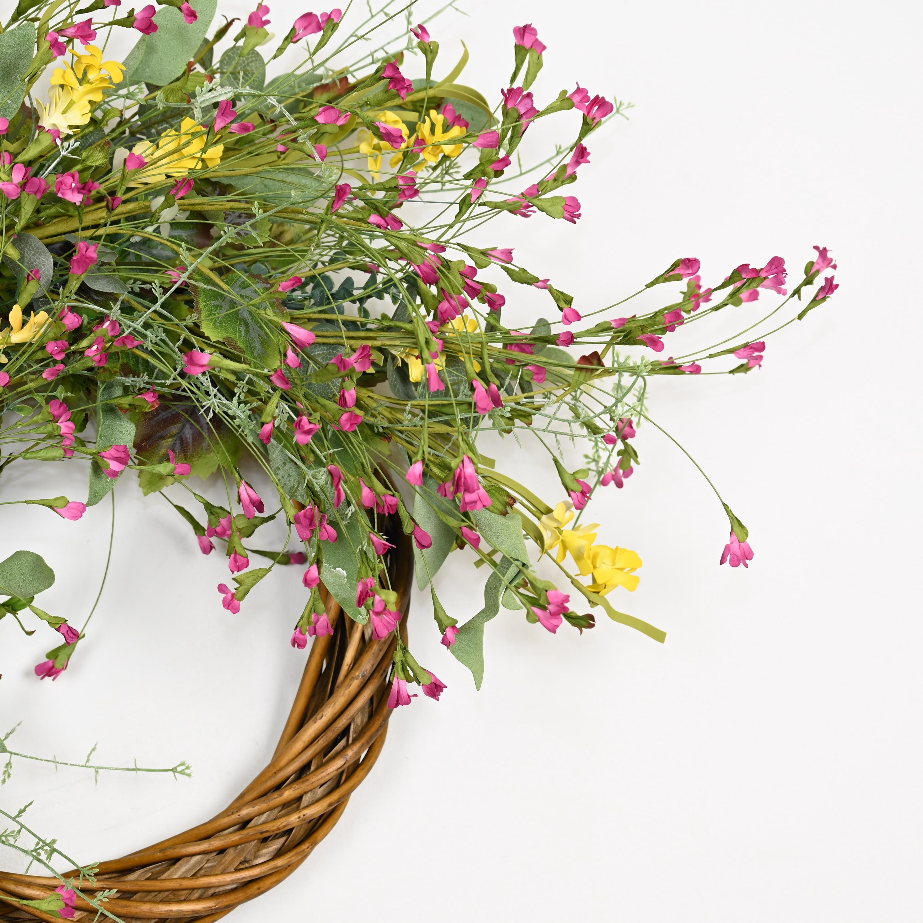 26 Inch Wildflower Spring Wreath, Asymmetrical Grapevine Floral Swag ...
