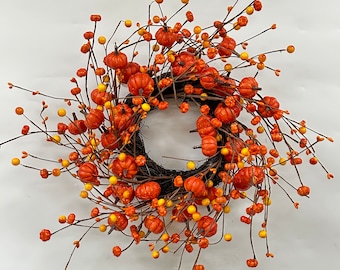 Fall Wreath Halloween Wreath Thanksgiving Wreath, 18&quot; Wreath Gift Wreath
