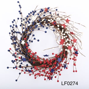24" Berry American Wreaths, Patriotic Wreaths, Fourth of July Wreaths, Independence Day Wreaths, Red White and Blue Wreaths, Patriotic Summ