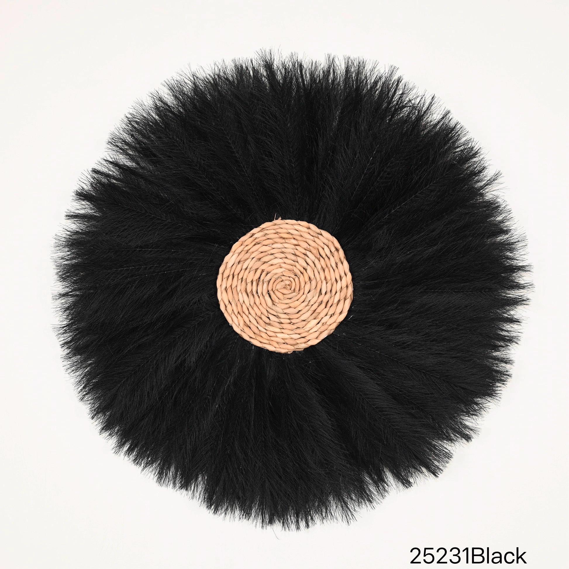 24” Pampas Artificial Reed Wreath With Handwoven Natural Reed Center ...