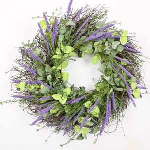 24" Spring wreath Grapevine front door Everyday spring Lavender Eucalyptus  Wreath Housewarming Gift -Gift Ideas