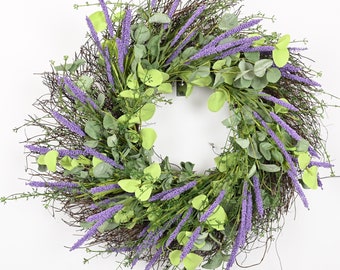 24" Spring wreath Grapevine front door Everyday spring Lavender Eucalyptus  Wreath Housewarming Gift -Gift Ideas