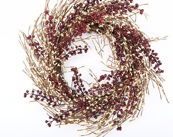 front door wreath Farmhouse Winter Cream Burgundy Berry Wreath Winter Berry Wreath  Artificial Pip Berry Wreath Wreath Gift 24" Wreath