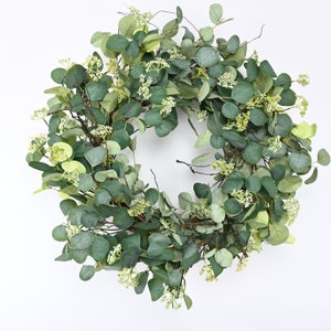 Grapevine front door wreath Everyday spring Eucalyptus Wreath Mini Berry Wreath Dry Wreath Gift 24" Wreath