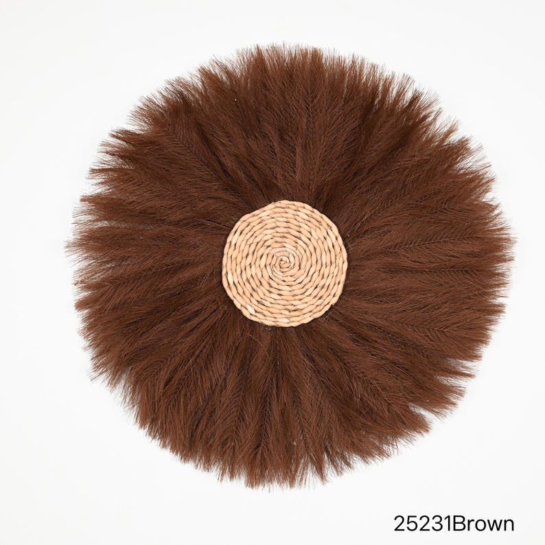 24” Pampas Artificial Reed Wreath With Handwoven Natural Reed Center ...