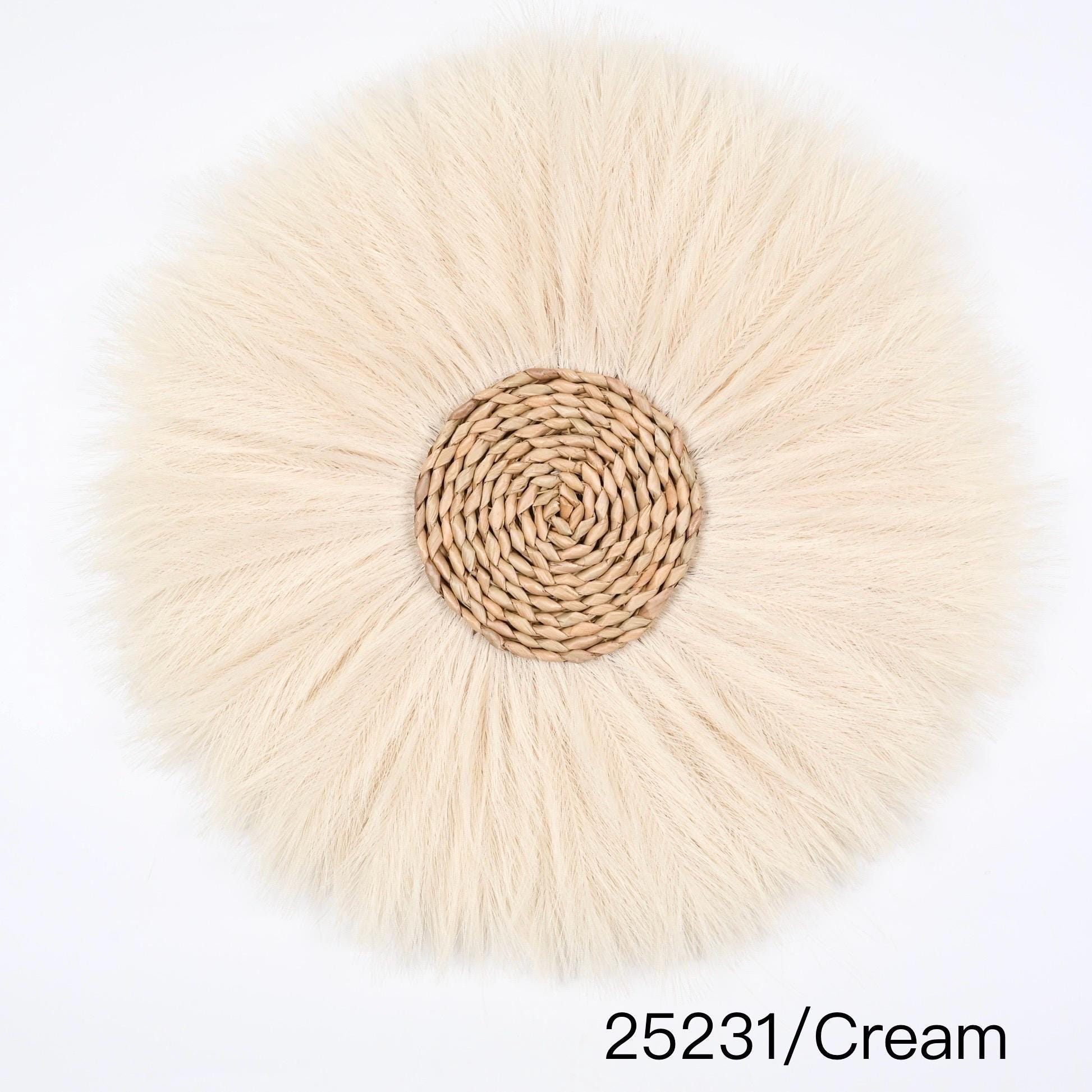 24” Pampas Artificial Reed Wreath With Handwoven Natural Reed Center ...