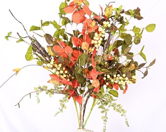 24&quot; fall berry eucalyptus dried flowers branch bunch wedding