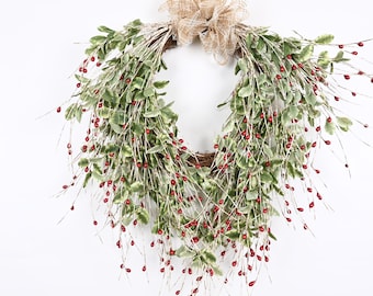 Winter Berry Wreath: Farmhouse Christmas Front Door Decor