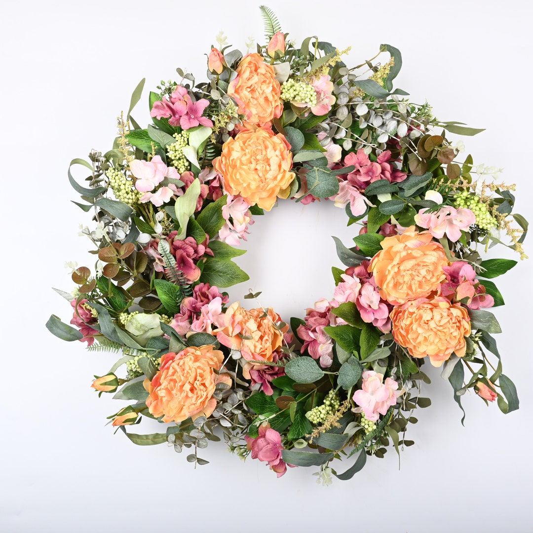 26 Inch Spring Every Day Front Door Hydrangea Peony Lavender Grape Vine ...