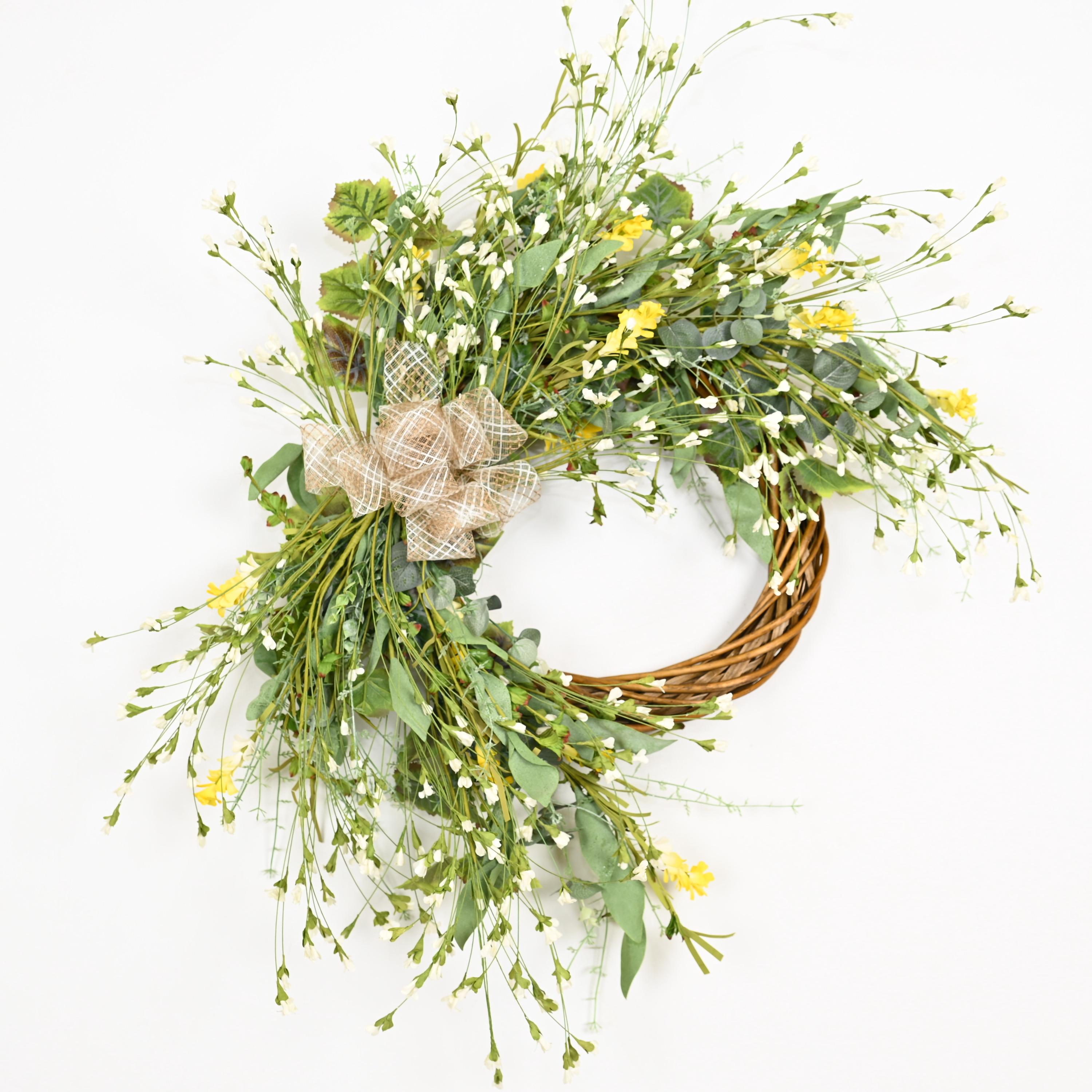 26 Inch Wildflower Spring Wreath, Asymmetrical Grapevine Floral Swag ...