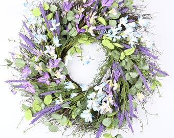 Spring wreath Grapevine front door Everyday Peony Lavender Eucalyptus Wreath Housewarming Gift -Gift Ideas 24"Wreath