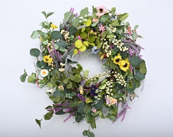 Grapevine front door wreath Everyday spring Eucalyptus Wreath Mini Berry Wreath Dry Wreath Gift 18" Wreath