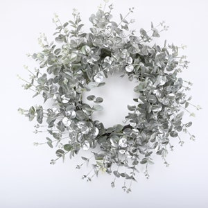 front door wreath Farmhouse Christmas Winter Wreath Artificial Eucalyptus silver Wreath Gift 24" Wreath