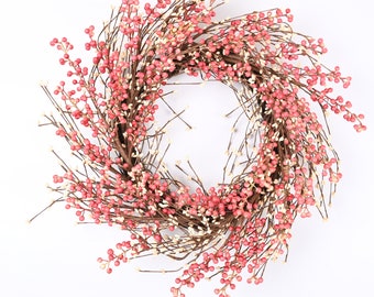 front door wreath Farmhouse Every day Cream Berry Wreath Berry Wreath  Artificial Pip Berry Wreath Gift 24" Wreath(6 color)