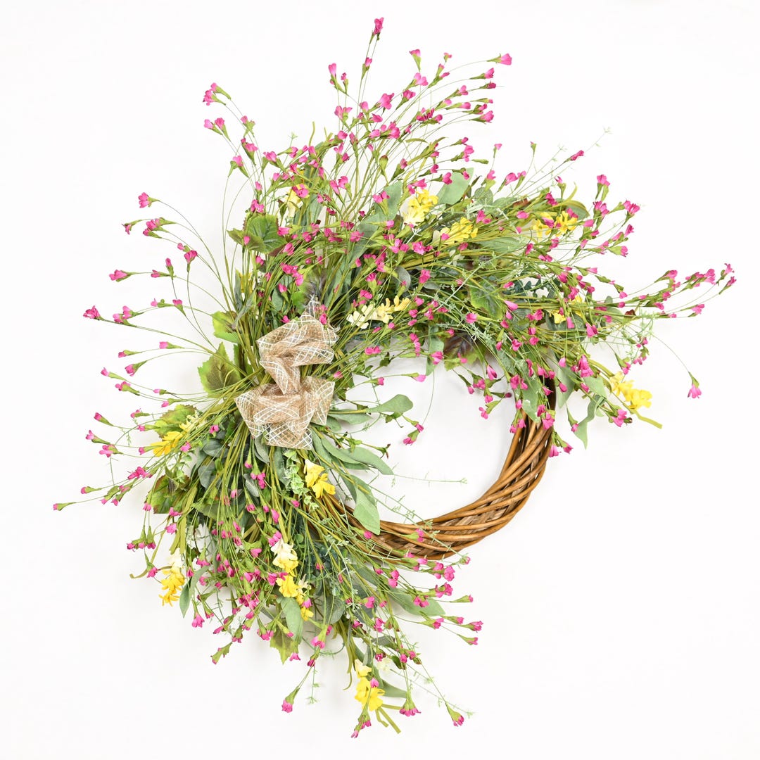 26 Inch Wildflower Spring Wreath, Asymmetrical Grapevine Floral Swag ...
