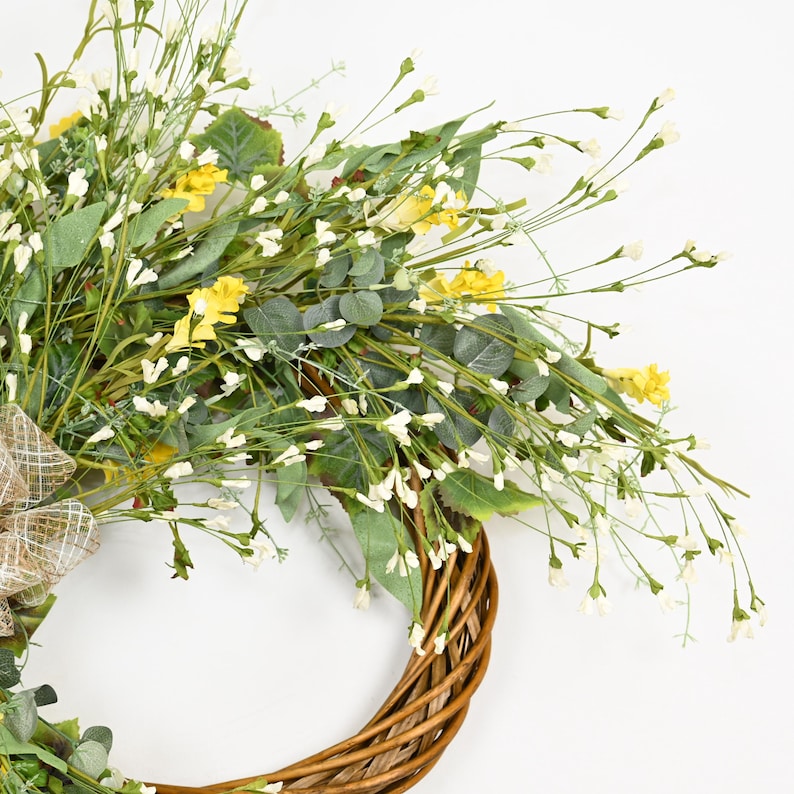 26 Inch Wildflower Spring Wreath, Asymmetrical Grapevine Floral Swag ...