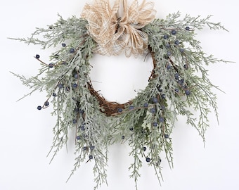 front door wreath Farmhouse Winter Red Berry Wreath Winter Berry Wreath  Artificial birch branches Wreath Gift 18&quot; And 24&quot; Wreath