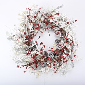 front door wreath Farmhouse Winter White Berry Wreath Winter Berry Wreath Christmas winter wreath Gift 24" Wreath