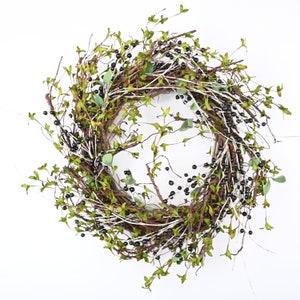 Spring Front door wreath Every day wreath Dry Branch Blueberry artificial birch branches Candle Rings wreath Eucalyptus Gift 24 INC