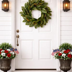 Magnolia Leaf Wreath: 22" Faux Greenery, Farmhouse Door Decor