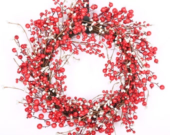 22"front door Christmas winter red berry wreath