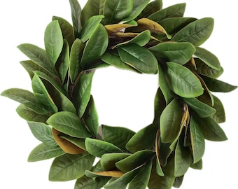 Ghirlanda di foglie di magnolia: 56 cm di verde artificiale, decorazione per porta in stile rustico