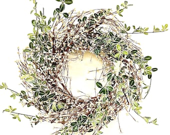 Spring every day front door pip berry wreath Eucalyptus wreaths for front door year round weddings Gift wreaths 24"