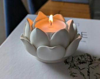 Lotus Flower Tea Light Holder | Resin Candle Holder | Zen Meditation Home Decor Gift UK