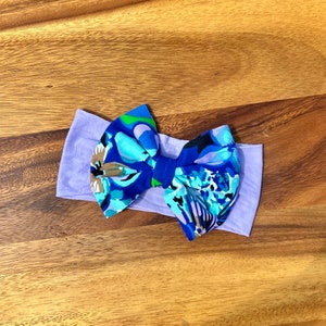 Preppy Headband, Baby Bow Headband, Nylon Purple Flower Accessories
