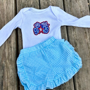 Patriotic Baby Clothing Set, Embroidered Infant 4th of July Clothes, Independence Day Bodysuit