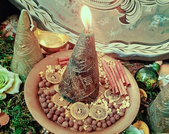 One Hundred Dollars Bill Folded Tree Money flowing Candle for Money Rituals Magic Candle Witches candle Witch Spell