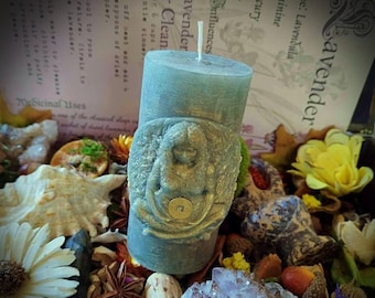 Bougie d'autel abondante de la Terre nourricière pour la prospérité, attraction d'énergie verte pour la Wicca Hoodoo, rituel magique de manifestation de sorcière magique folklorique