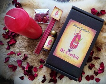 St EXPEDITE Rituele Kit Kaarsolie Wierook voor dringende situatie- Rituele spreukkaarsen Snelle resultaten Manifest Snelle Hoodoo Saints Magic Kit