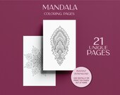 21 Mandala Coloring Pages: Printable Adult & Kids Coloring Book (Digital Download)