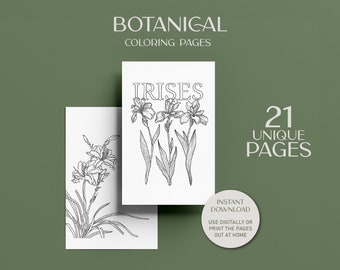 21 Printable Coloring Pages, Floral Coloring Pages, Print at Home Digital Coloring Book for Adults, Adult Coloring Pages, Coloring Book