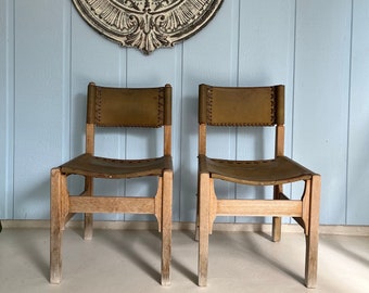 Precious Pair Saddle leather Chairs-Vintage 1960s Side Chairs Designed By Biermann Werner for Arte Sano Colombia-Holiday Gift