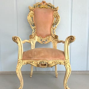 Luxury Desk Chair-18th Century Throne Chair-Venetian Rococo Armchair-Italian Ornate Carved Wood Parlor Chair-Rare Find Antique Furniture