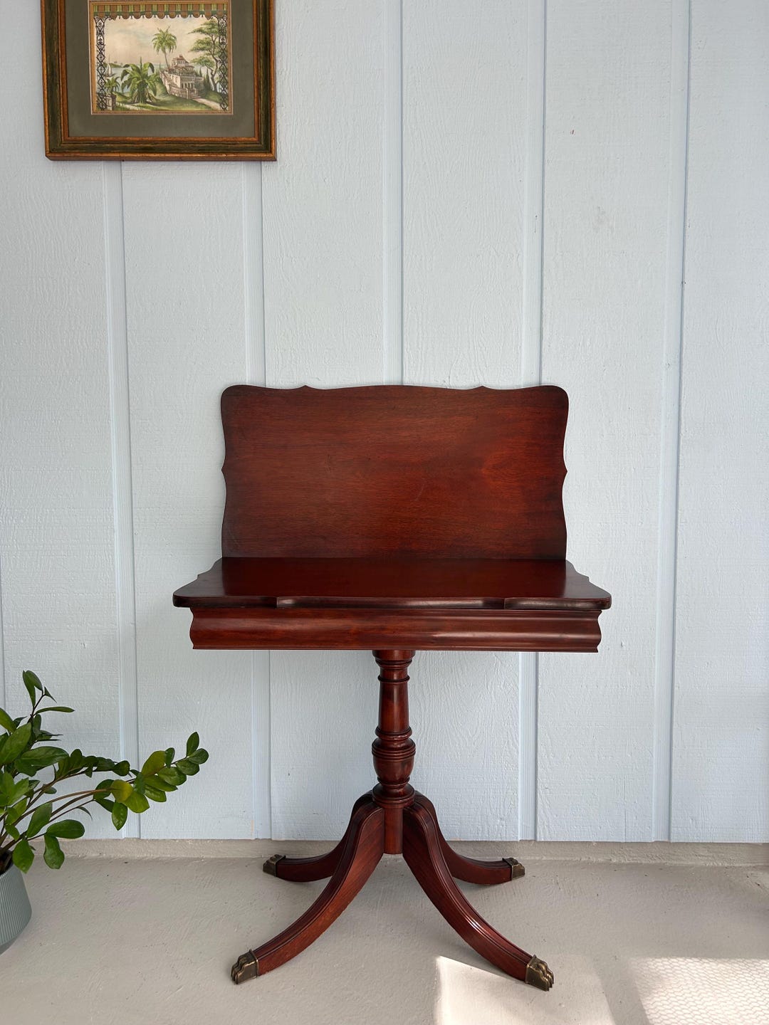 Red Mahogany Swivel Folding Top Card Table-flip Top Game Table