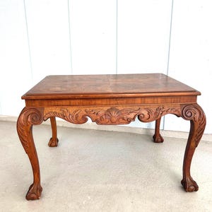 Antique Ornate Carved Mahogany Side Table-Vtg Chippendale end table-Low Lamp Stand-Imperial Furniture Grand Rapids