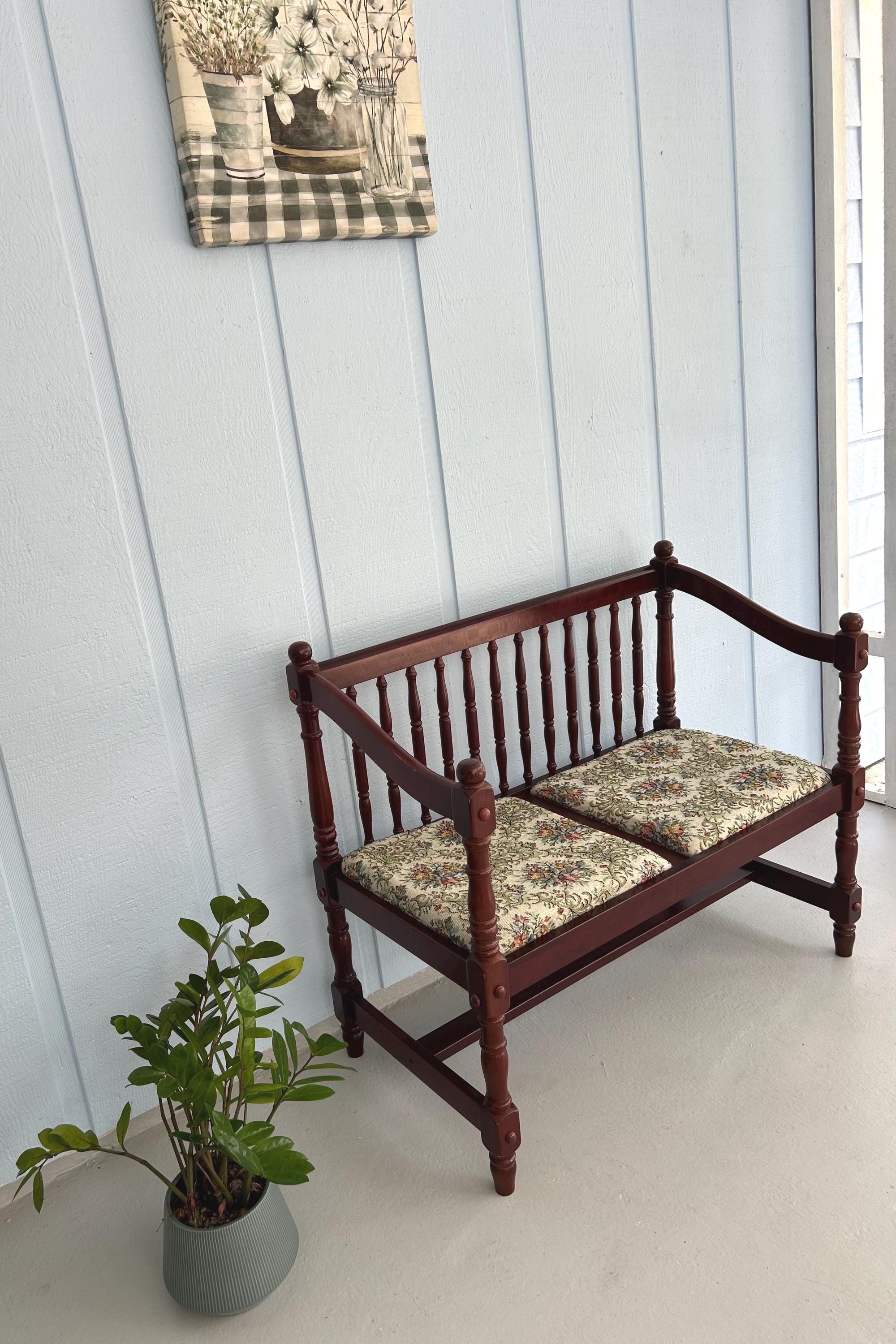 Antique Spindle Back Wood Bench - Etsy