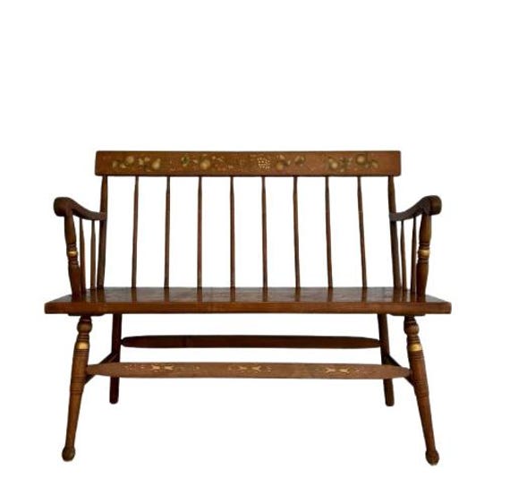 Hitchcock Maple Bench-gold Stencil Fruits Settee-vintage Windsor