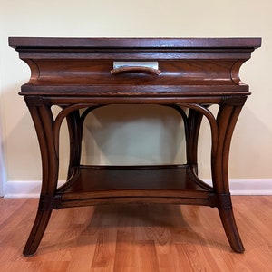 DAVID FRANCIS Nightstand-Luxury Rattan Bedside Tables-Large Size Lamp Stand-Family Heirloom Bedroom Furniture-Personalized Holiday Gift