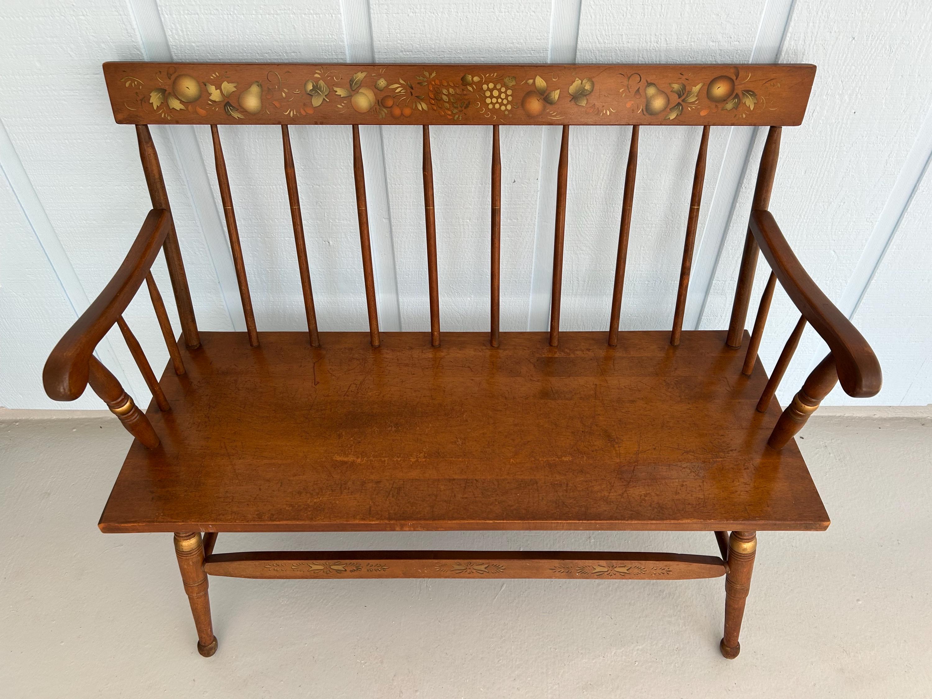 Hitchcock Maple Bench-gold Stencil Fruits Settee-vintage Windsor